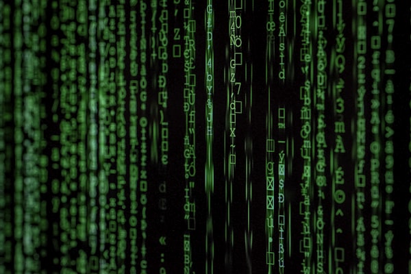 Matrix-style code representing 90s hacker culture