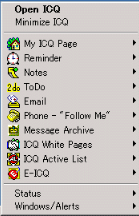 ICQ system tray menu