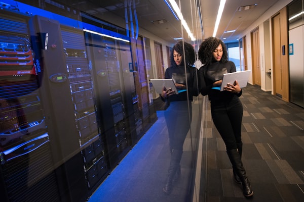 Developer at computer representing bot army operators
